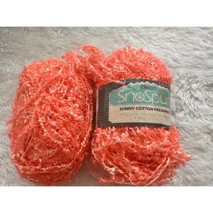 Caron SnoSpun Sunny‎ Cotton Freshness Yarn 2 Skeins Melon 0407 Vintage Boucle